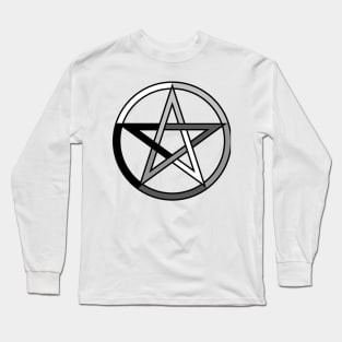 White, Grey and Black Pentagram Pentacle Long Sleeve T-Shirt